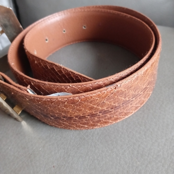 VTG Arrivanto Genuine Snakeskin brown Ladies Belt With Golden buckle/Accents M main image 10